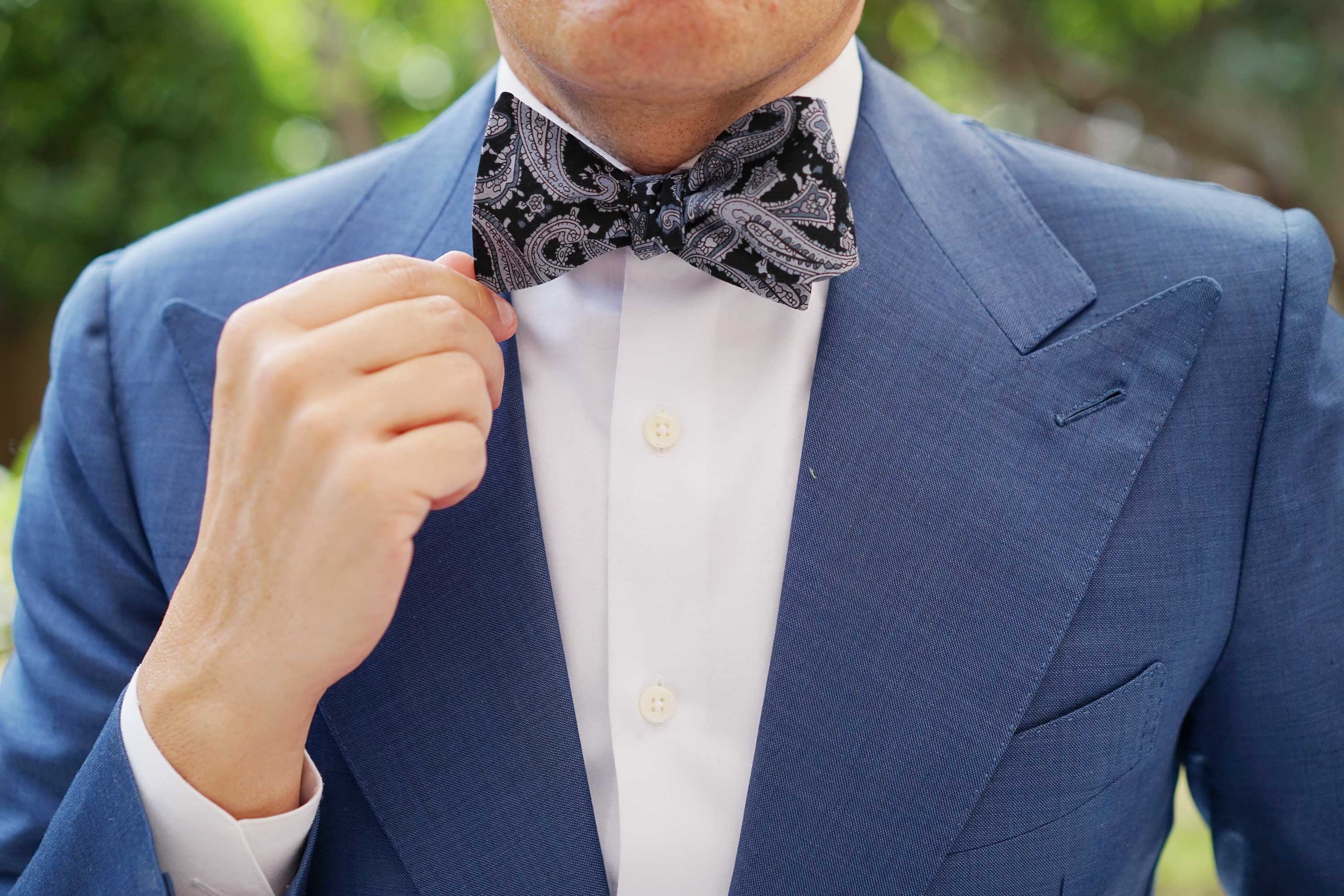 Ross Archipelago Black Paisley Self Bow Tie - Image 11