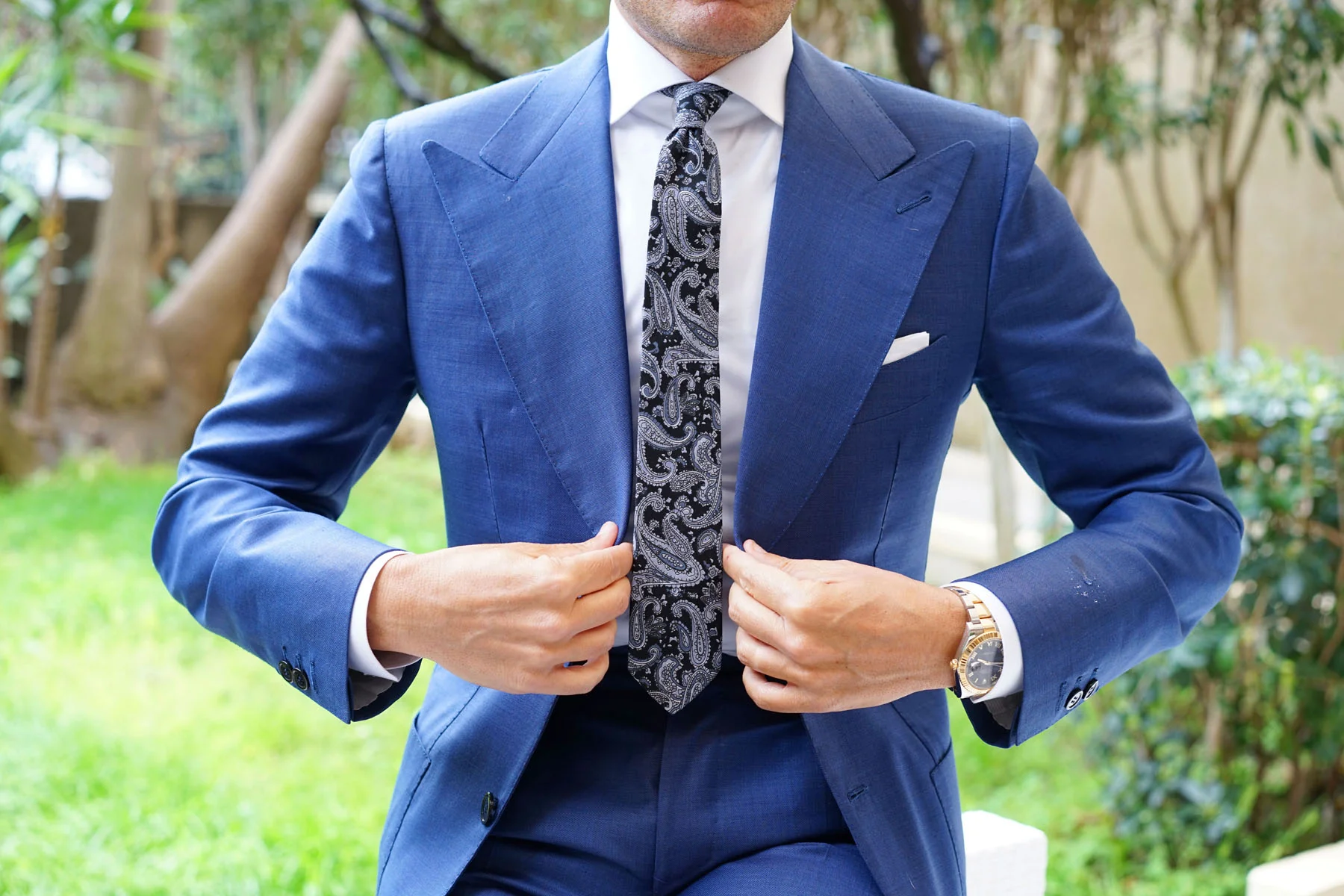 Ross Archipelago Black Paisley Skinny Tie - Image 4