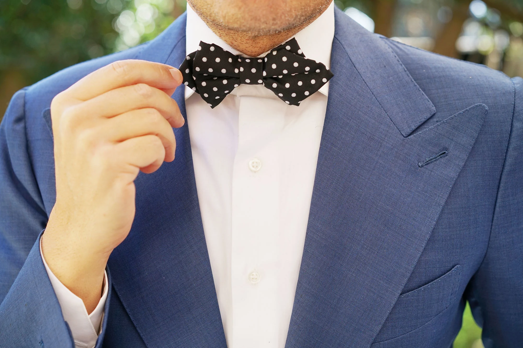 Royal Black Polka Dots Diamond Bow Tie - Image 10