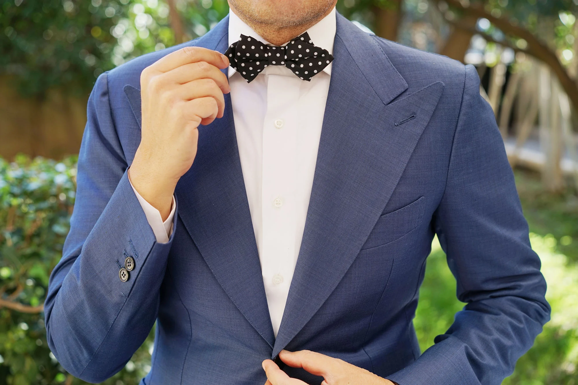 Royal Black Polka Dots Diamond Bow Tie - Image 7