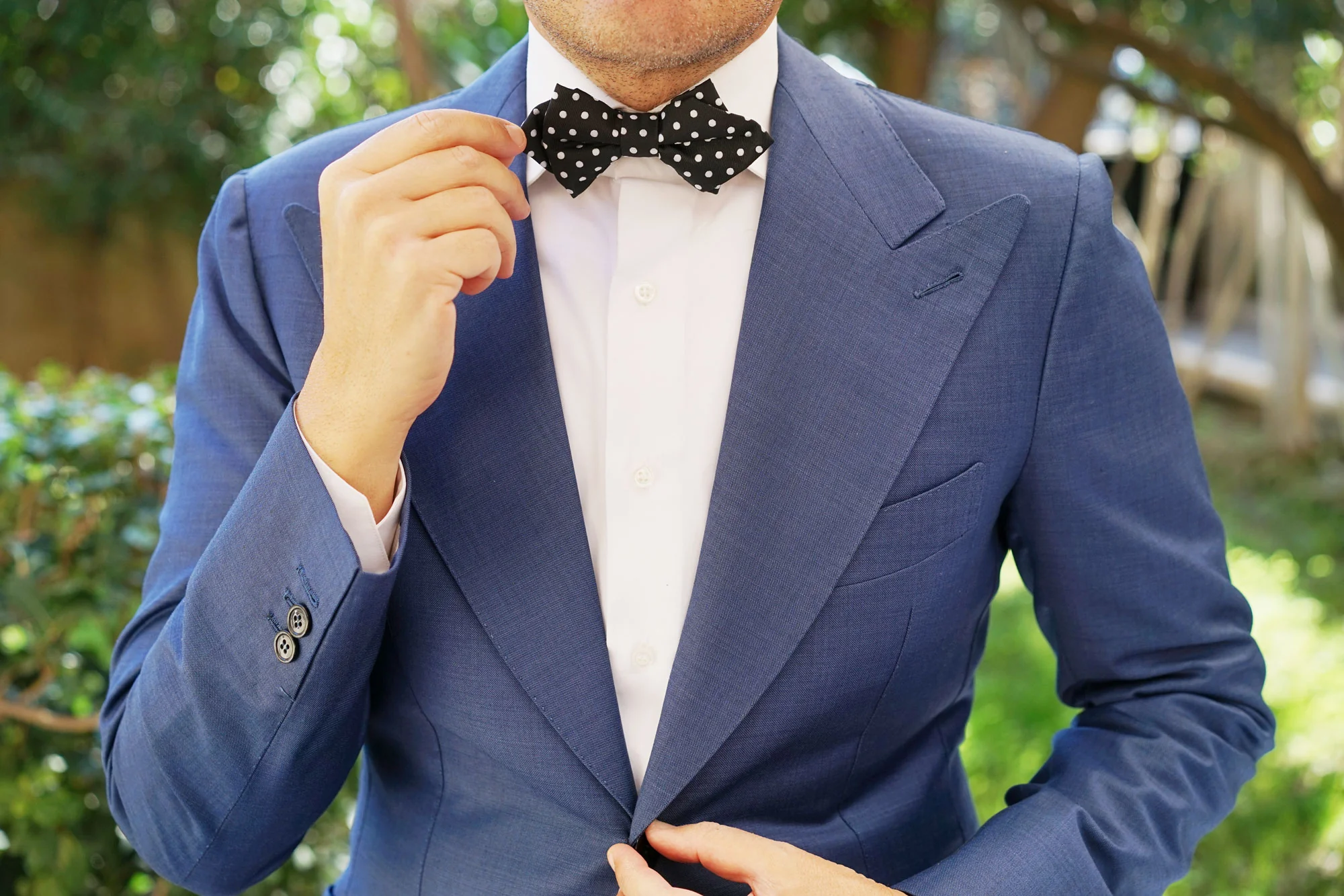 Royal Black Polka Dots Diamond Bow Tie - Image 8