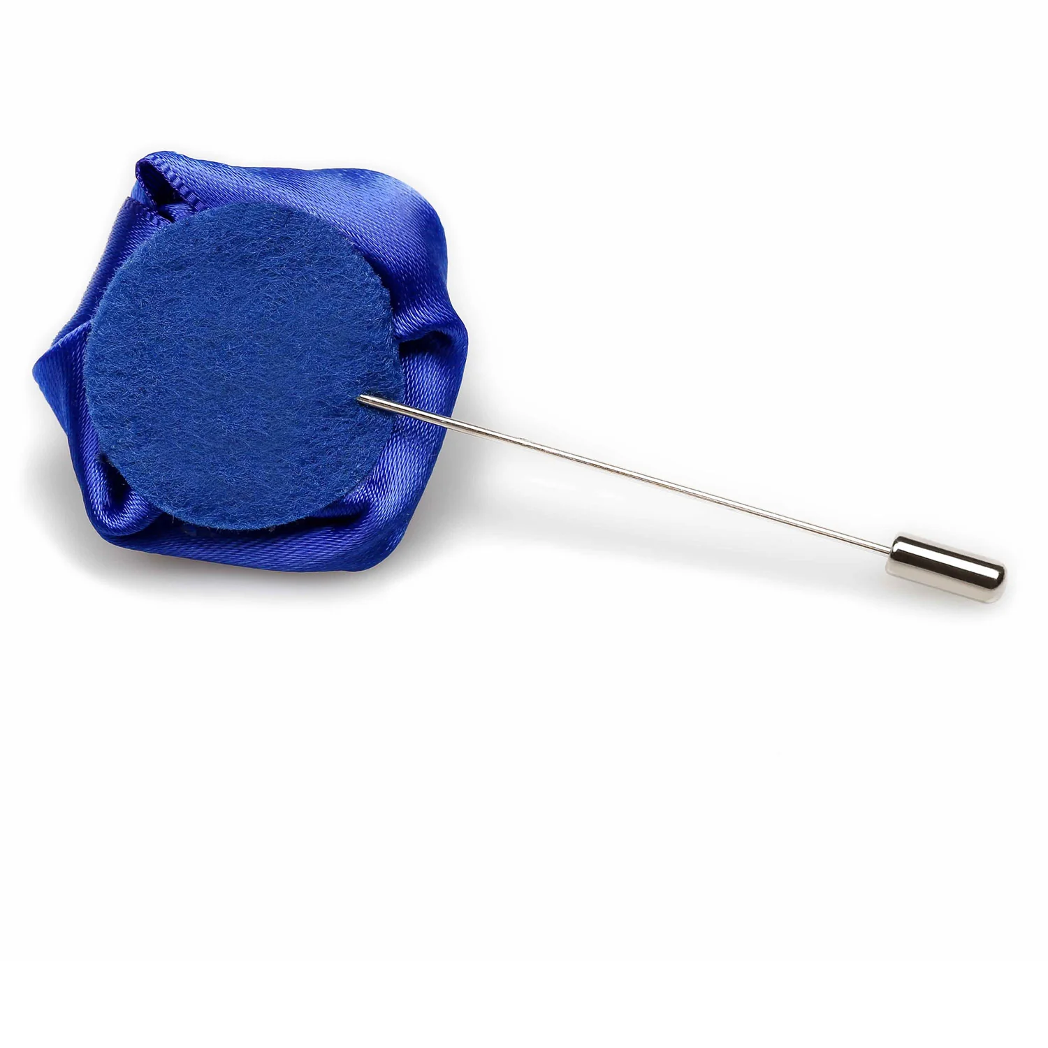 Royal Blue Satin Rose Lapel Pin - Image 2