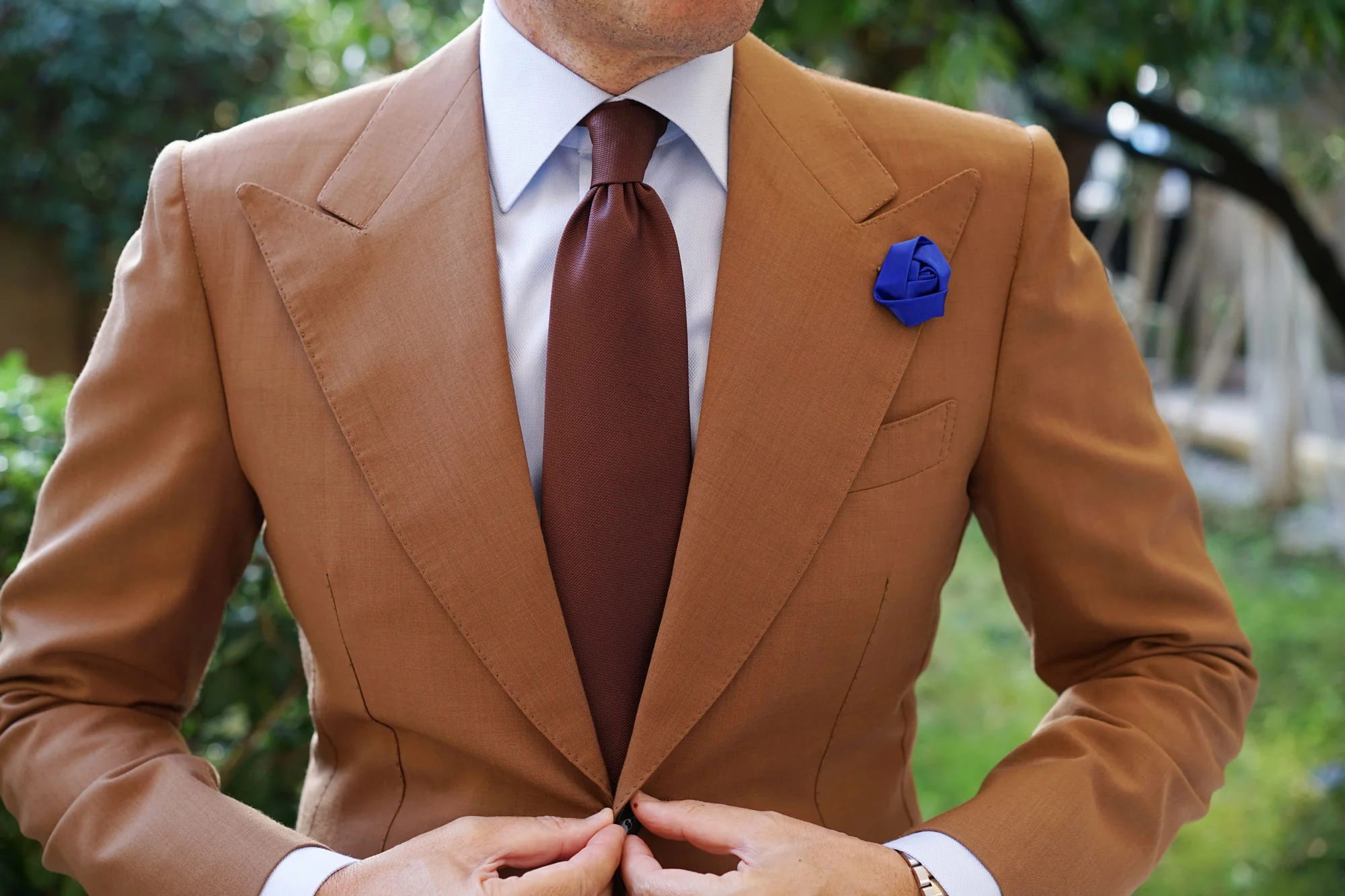 Royal Blue Satin Rose Lapel Pin - Image 7