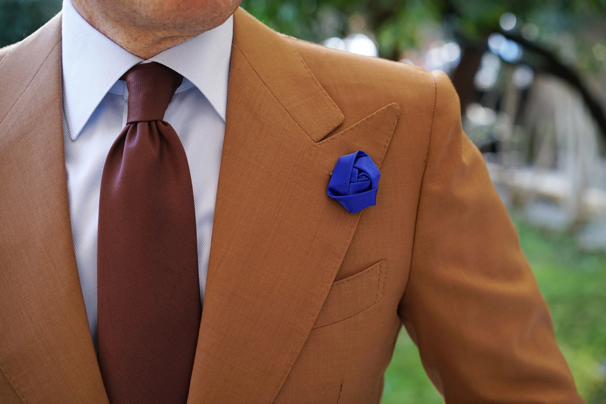 Royal Blue Satin Rose Lapel Pin - Image 8