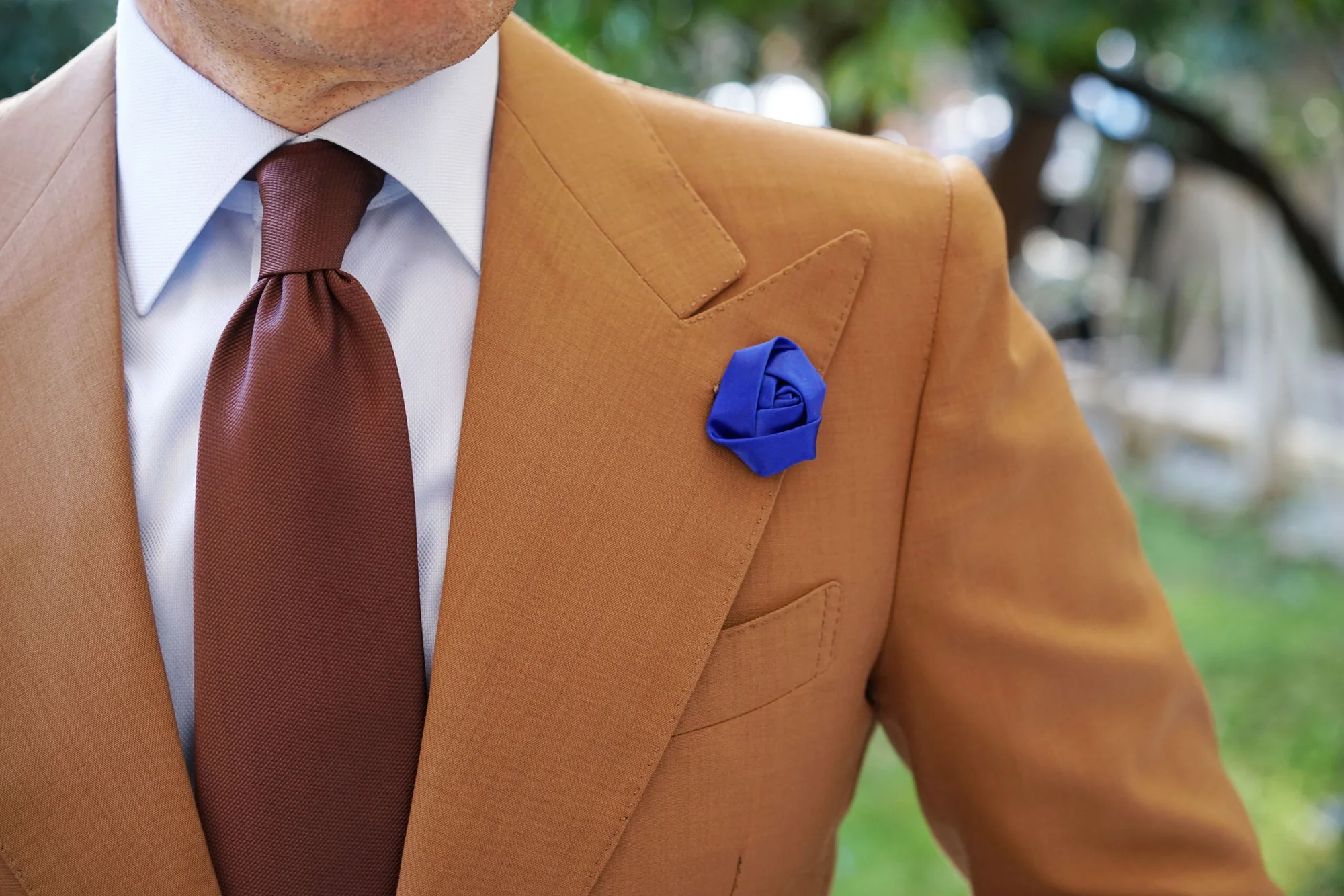 Royal Blue Satin Rose Lapel Pin - Image 9