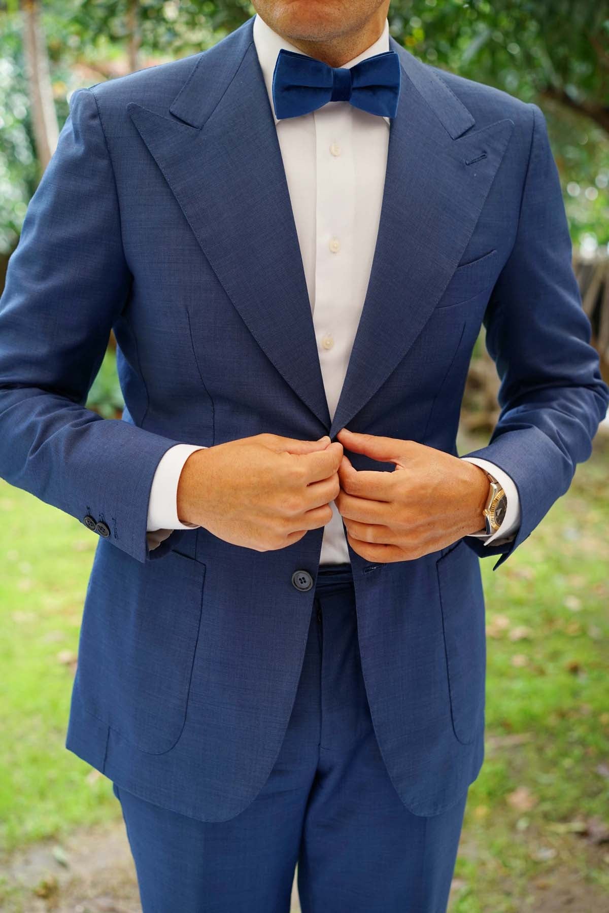 Royal Blue Velvet Bow Tie - Image 4