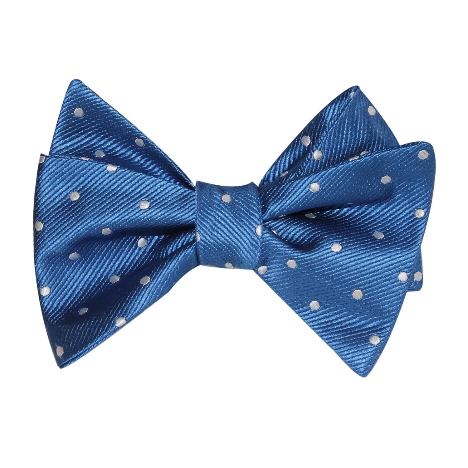 Royal Blue with White Polka Dots Self Tie Bow Tie - Image 2