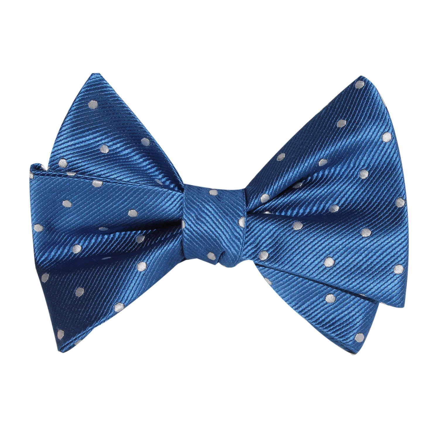 Royal Blue with White Polka Dots Self Tie Bow Tie - Image 3