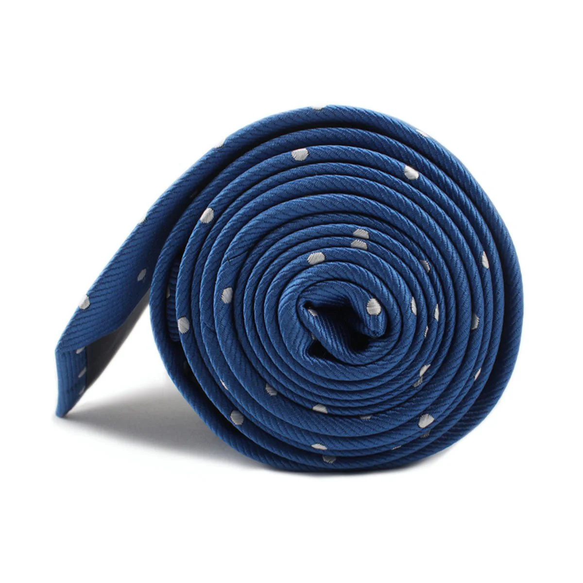 Royal Blue with White Polka Dots Skinny Tie - Image 3