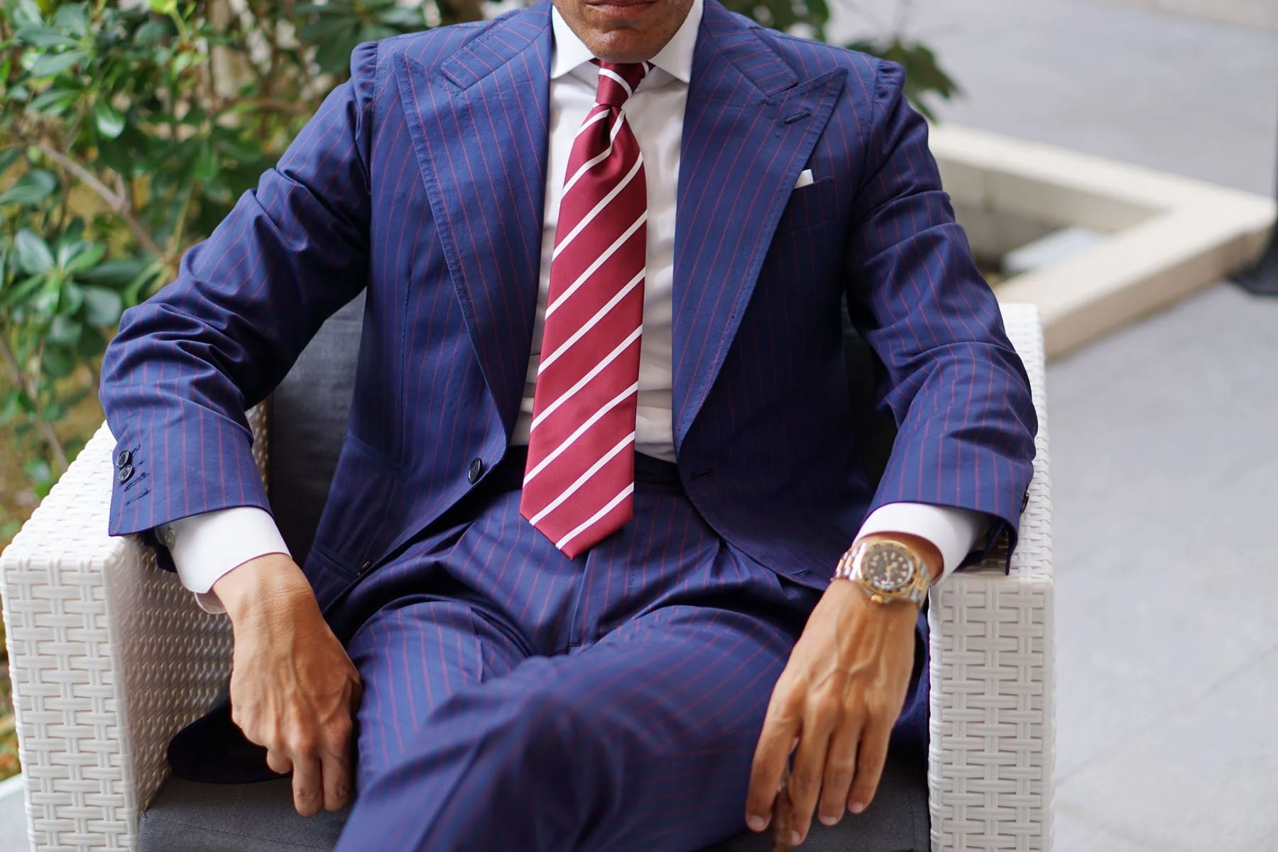 Royal Burgundy Striped Necktie - Image 37