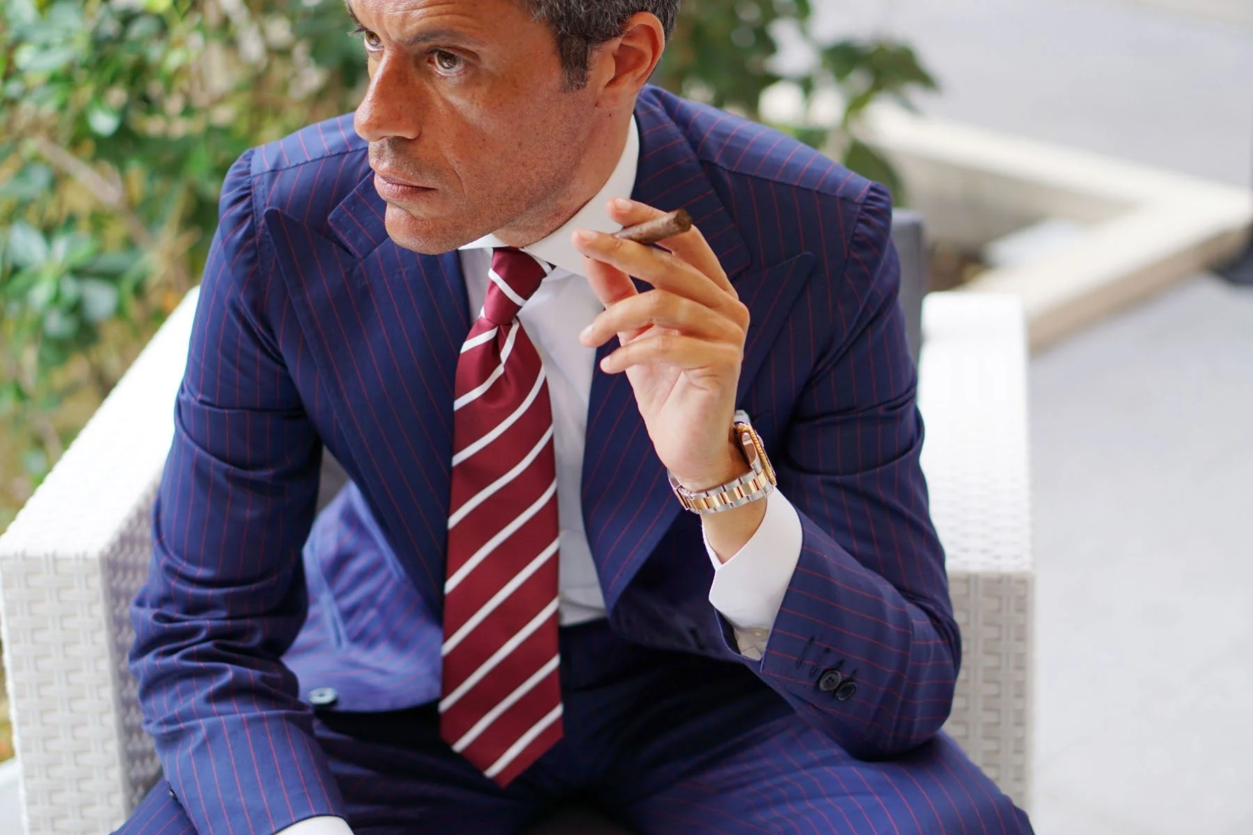 Royal Burgundy Striped Necktie - Image 42