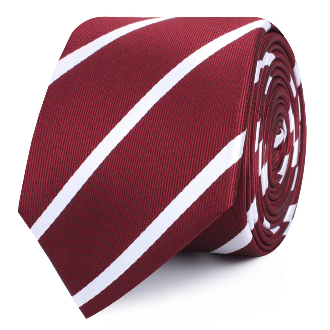 Royal Burgundy Striped Skinny Tie - Image 2