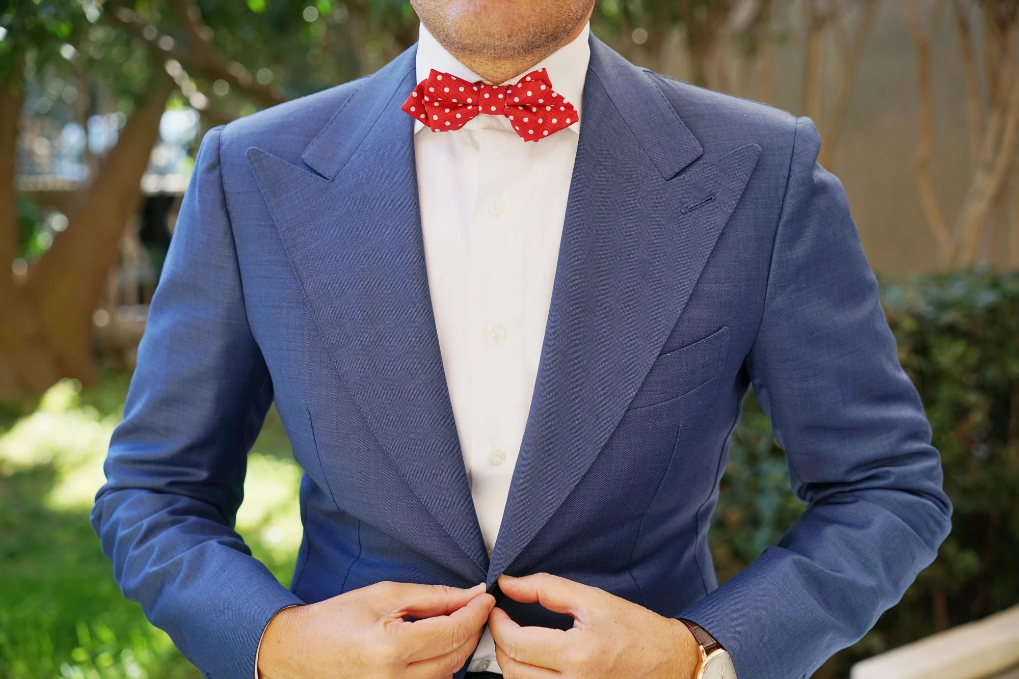 Royal Red Polka Dots Diamond Bow Tie - Image 3