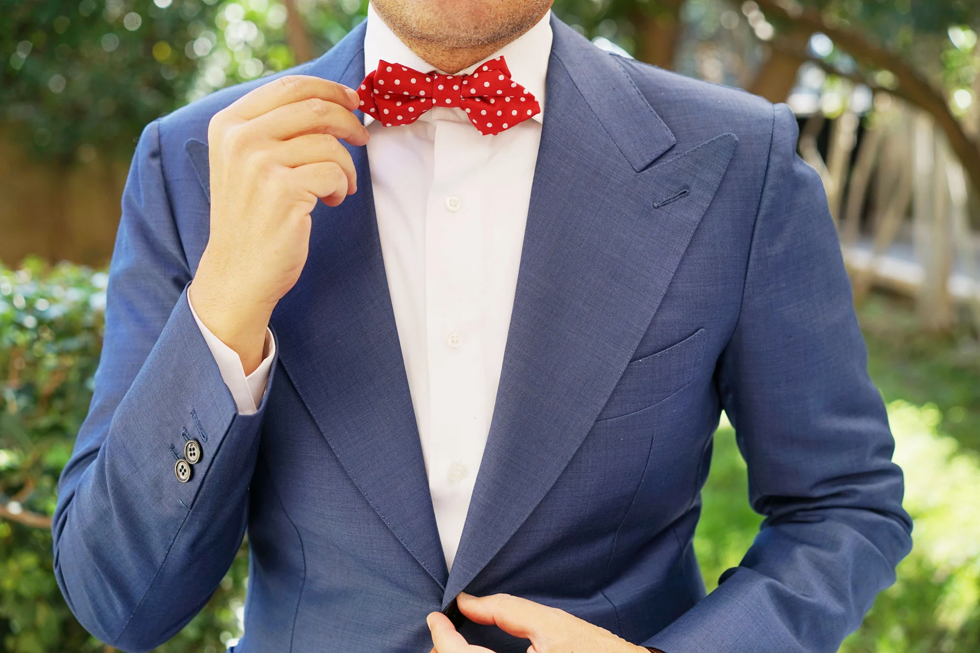 Royal Red Polka Dots Diamond Bow Tie - Image 6