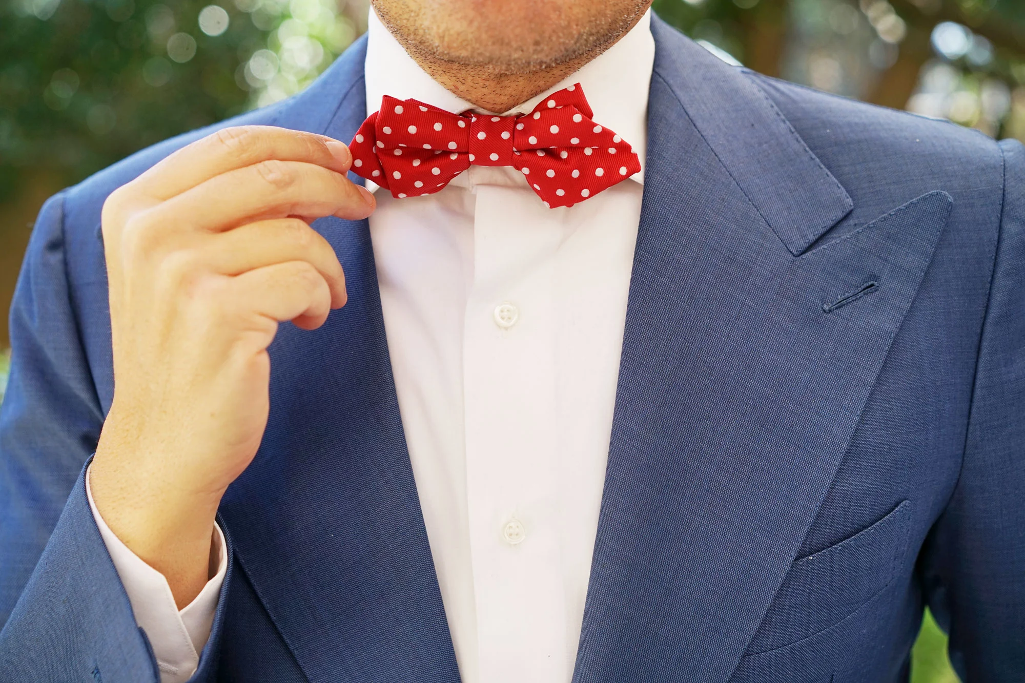 Royal Red Polka Dots Diamond Bow Tie - Image 8