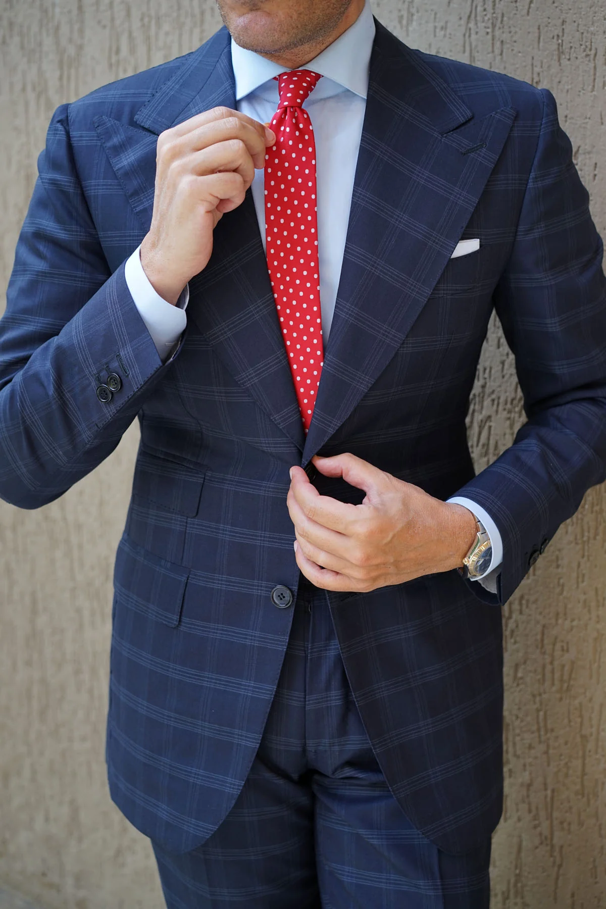 Royal Red Polka Dots Skinny Tie - Image 11