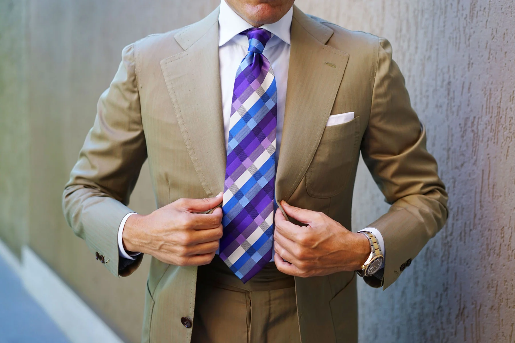 Royal Violet Checkered Necktie - Image 10