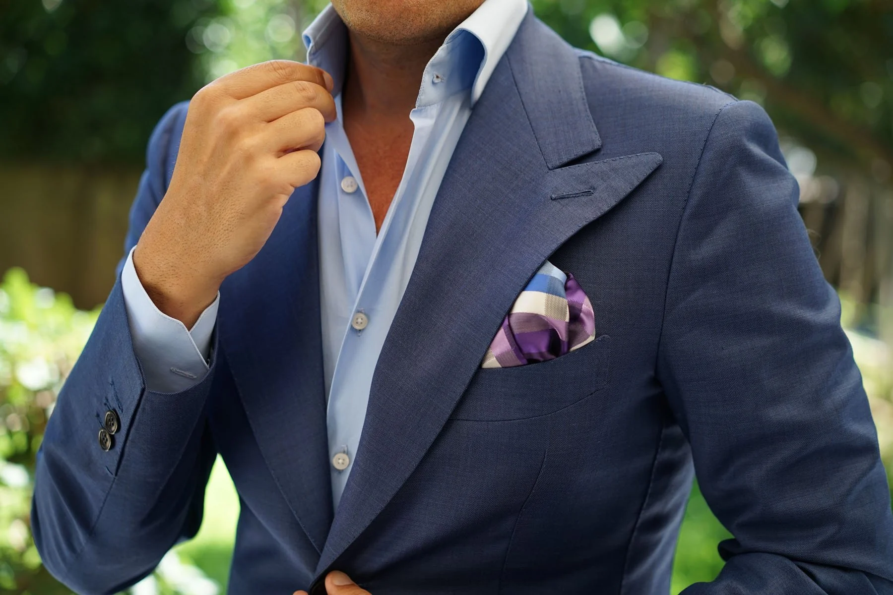 Royal Violet Checkered Pocket Square - Image 5