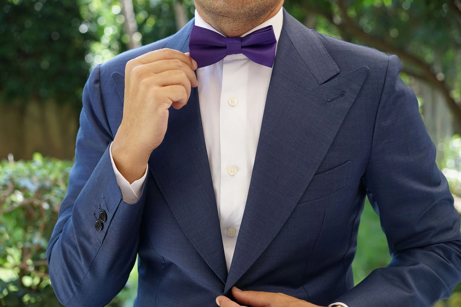 Royal Violet Purple Satin Bow Tie - Image 5
