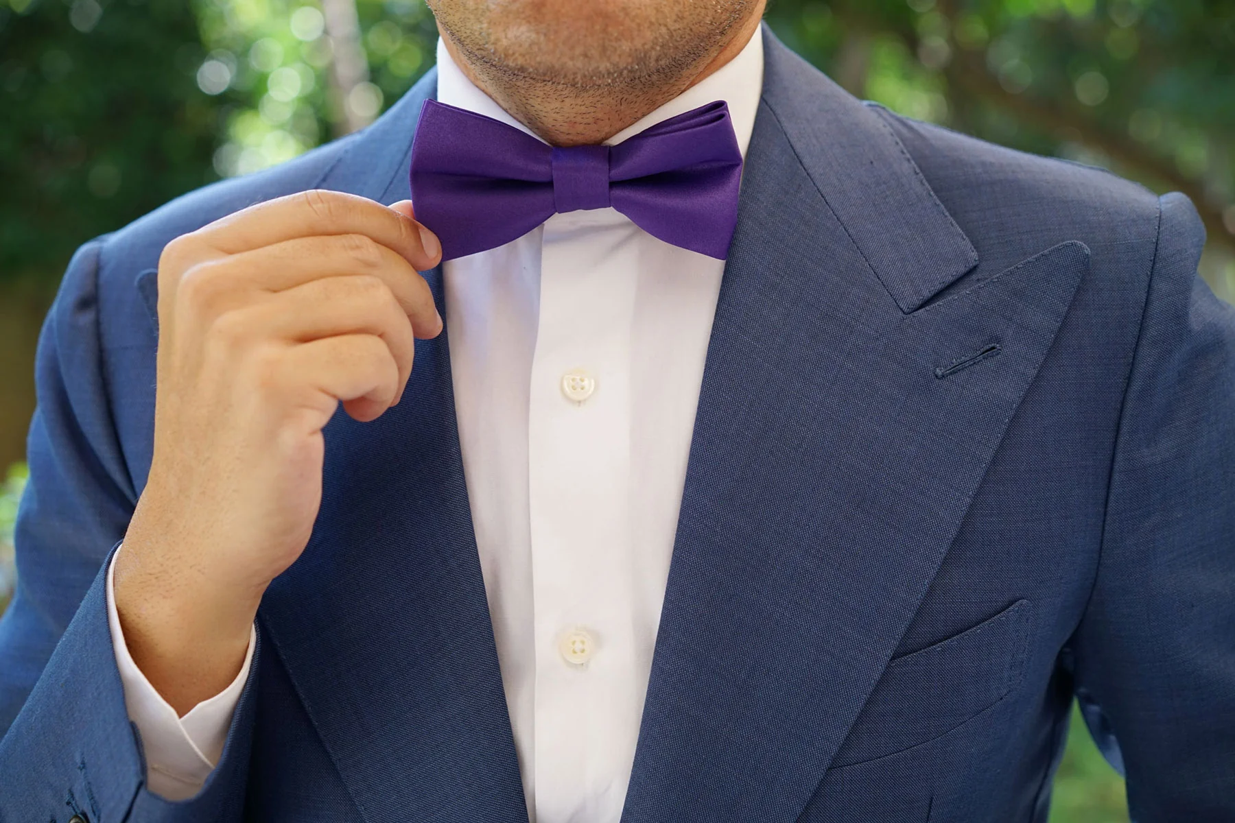 Royal Violet Purple Satin Bow Tie - Image 6