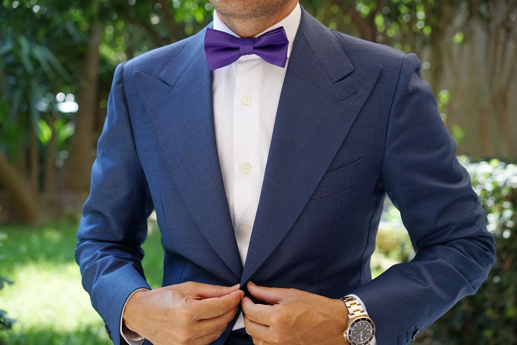 Royal Violet Purple Satin Bow Tie - Image 7