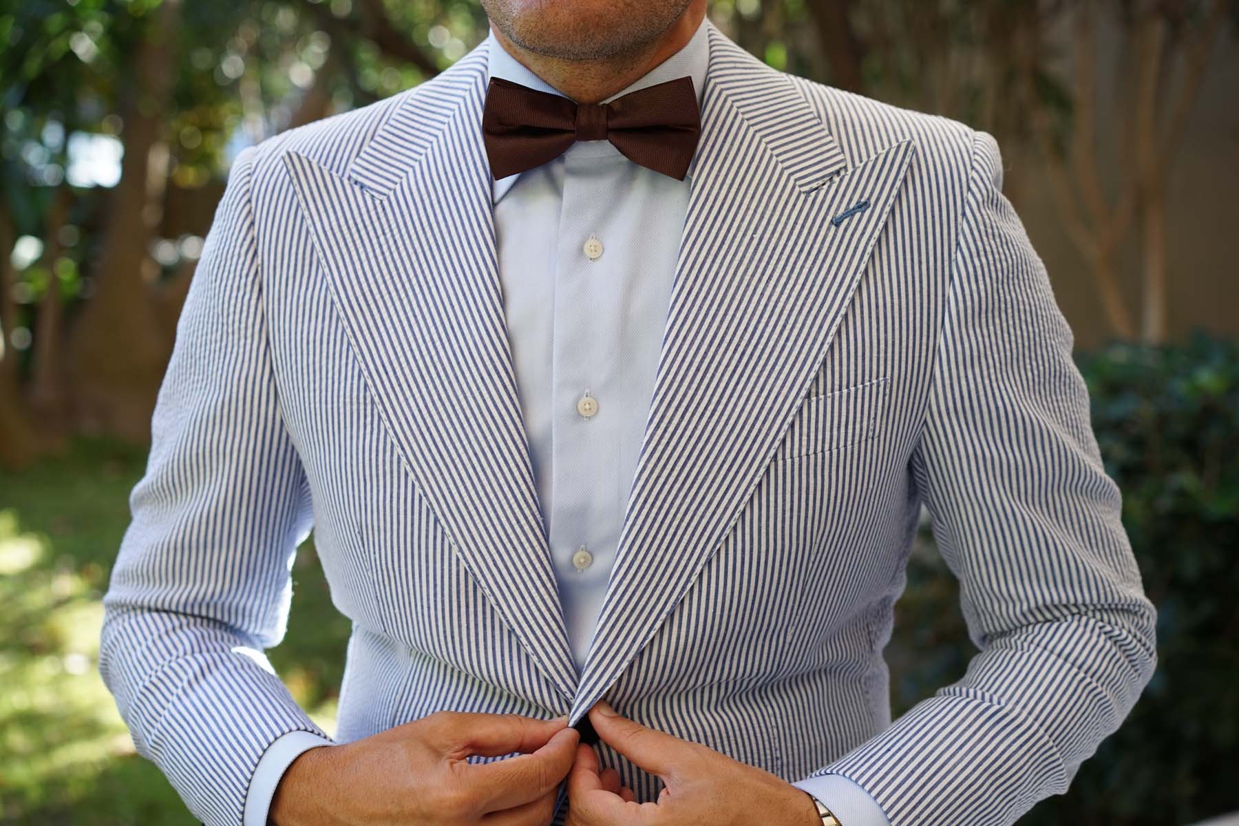 Russet Brown Herringbone Bow Tie - Image 6