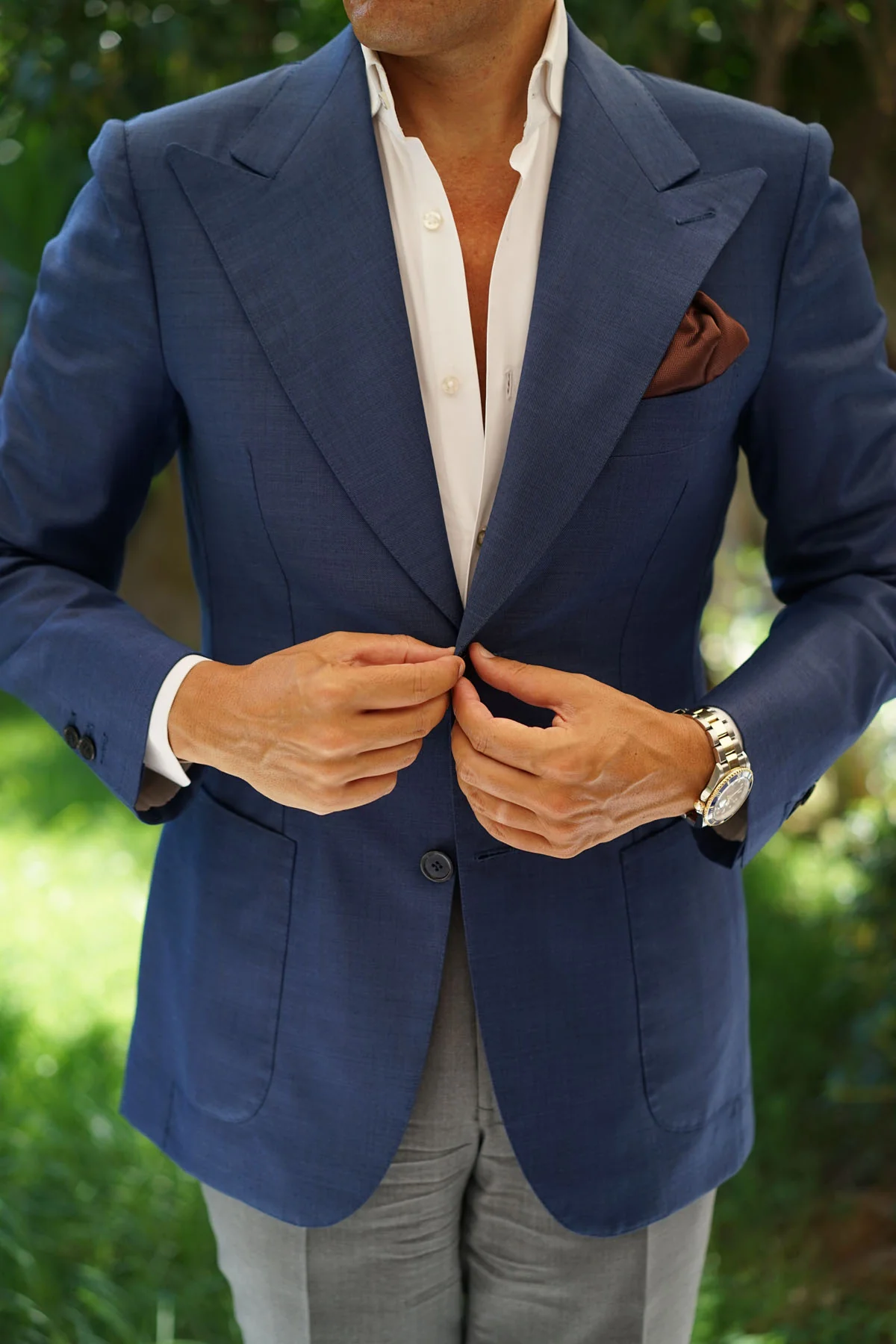 Russet Brown Herringbone Pocket Square - Image 7