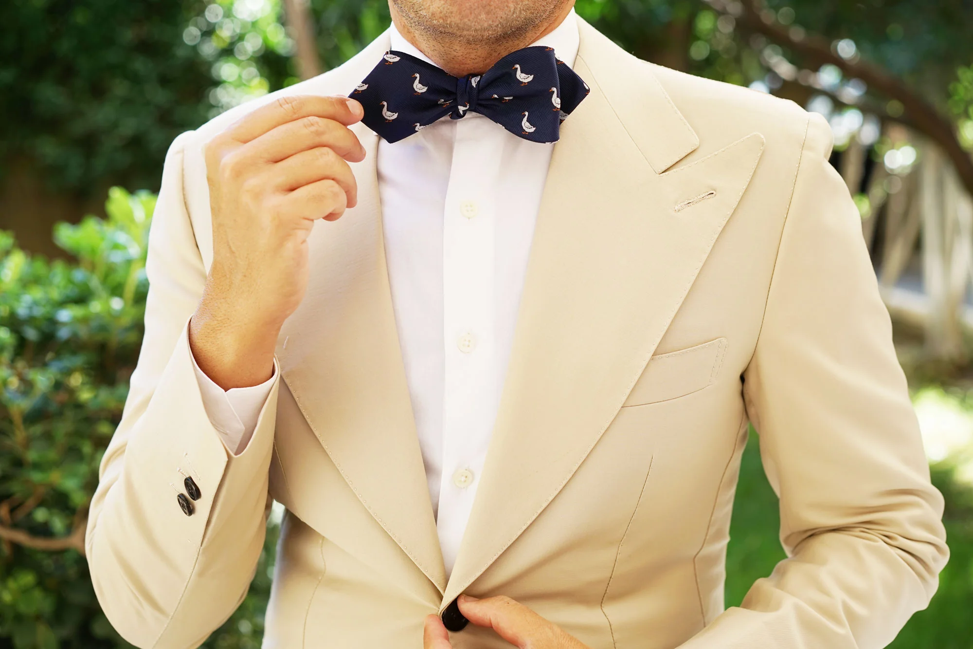Russian White Goose Diamond Self Bow Tie - Image 7