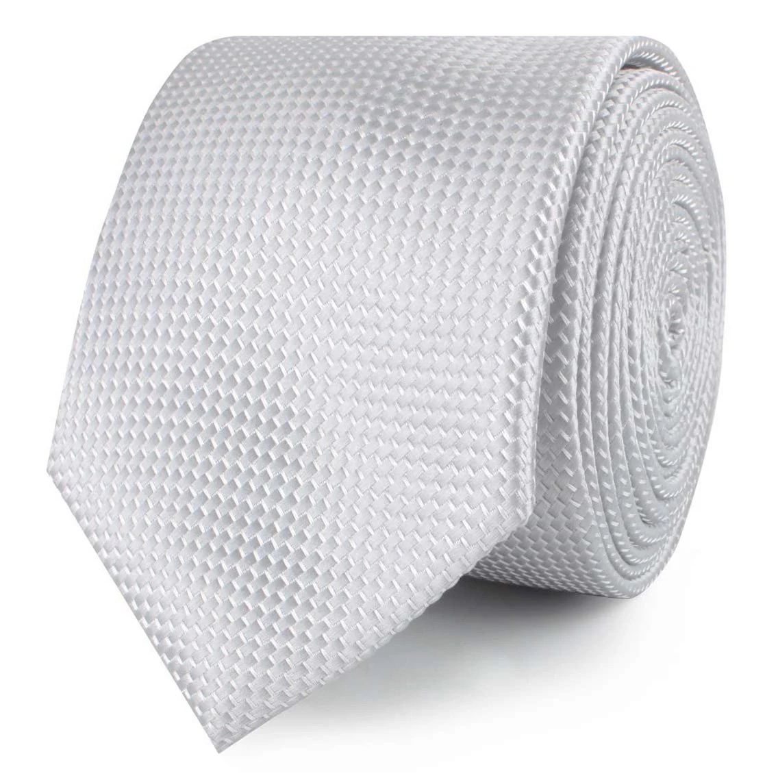 Rustic Light Gray Oxford Weave Skinny Tie - Image 2