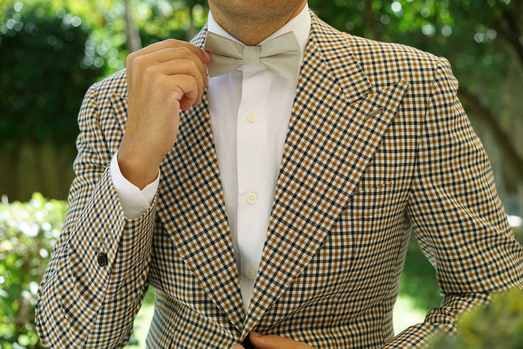 Sage Green Basket Weave Bow Tie - Image 3