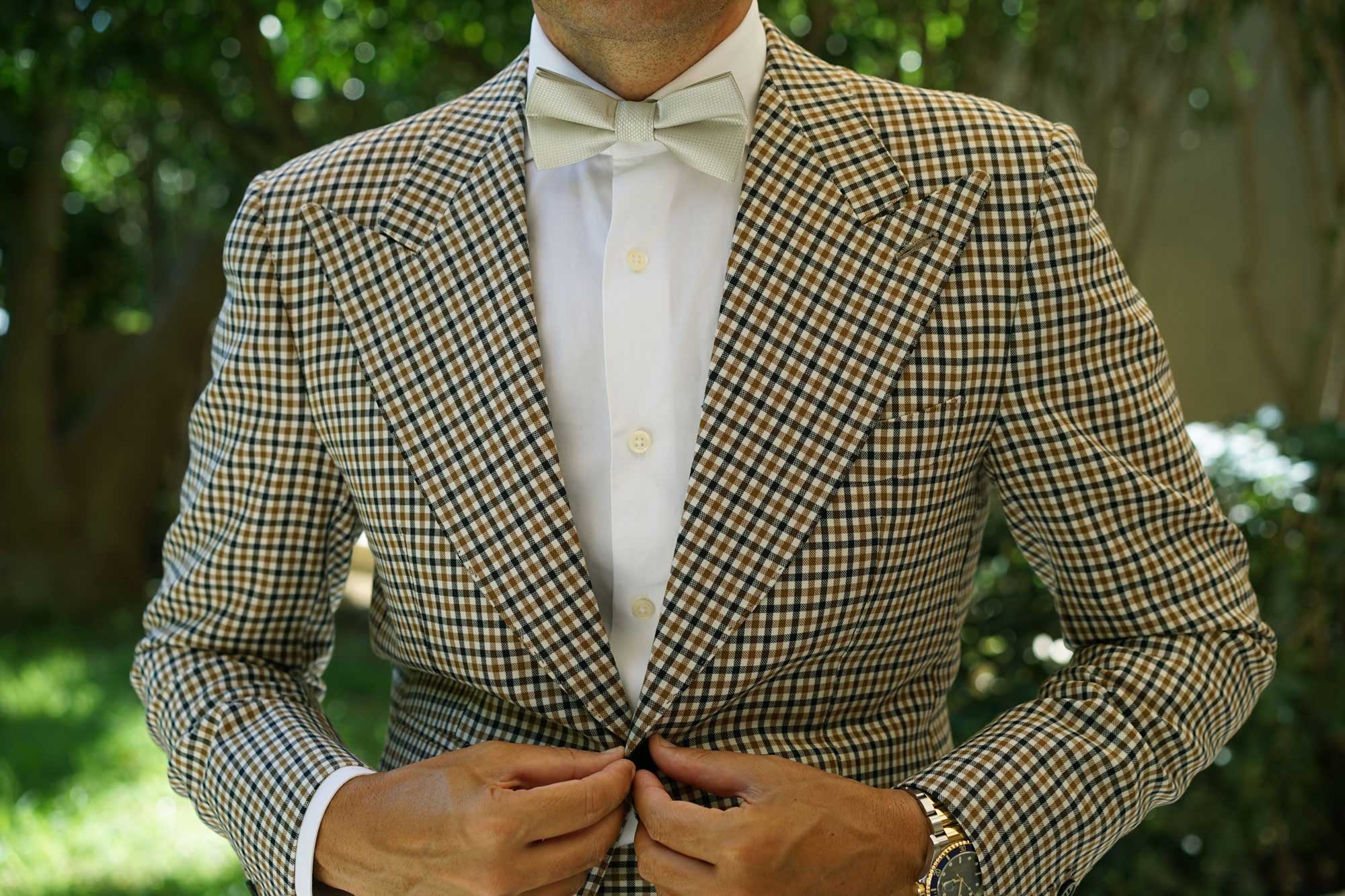 Sage Green Basket Weave Bow Tie - Image 5