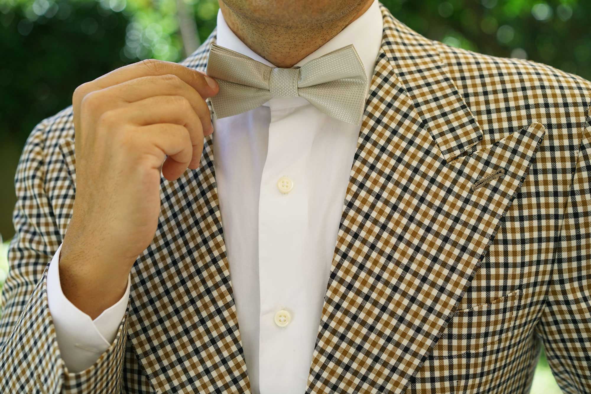 Sage Green Basket Weave Bow Tie - Image 6