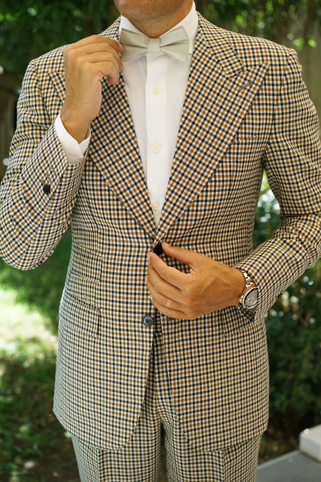 Sage Green Basket Weave Bow Tie - Image 7
