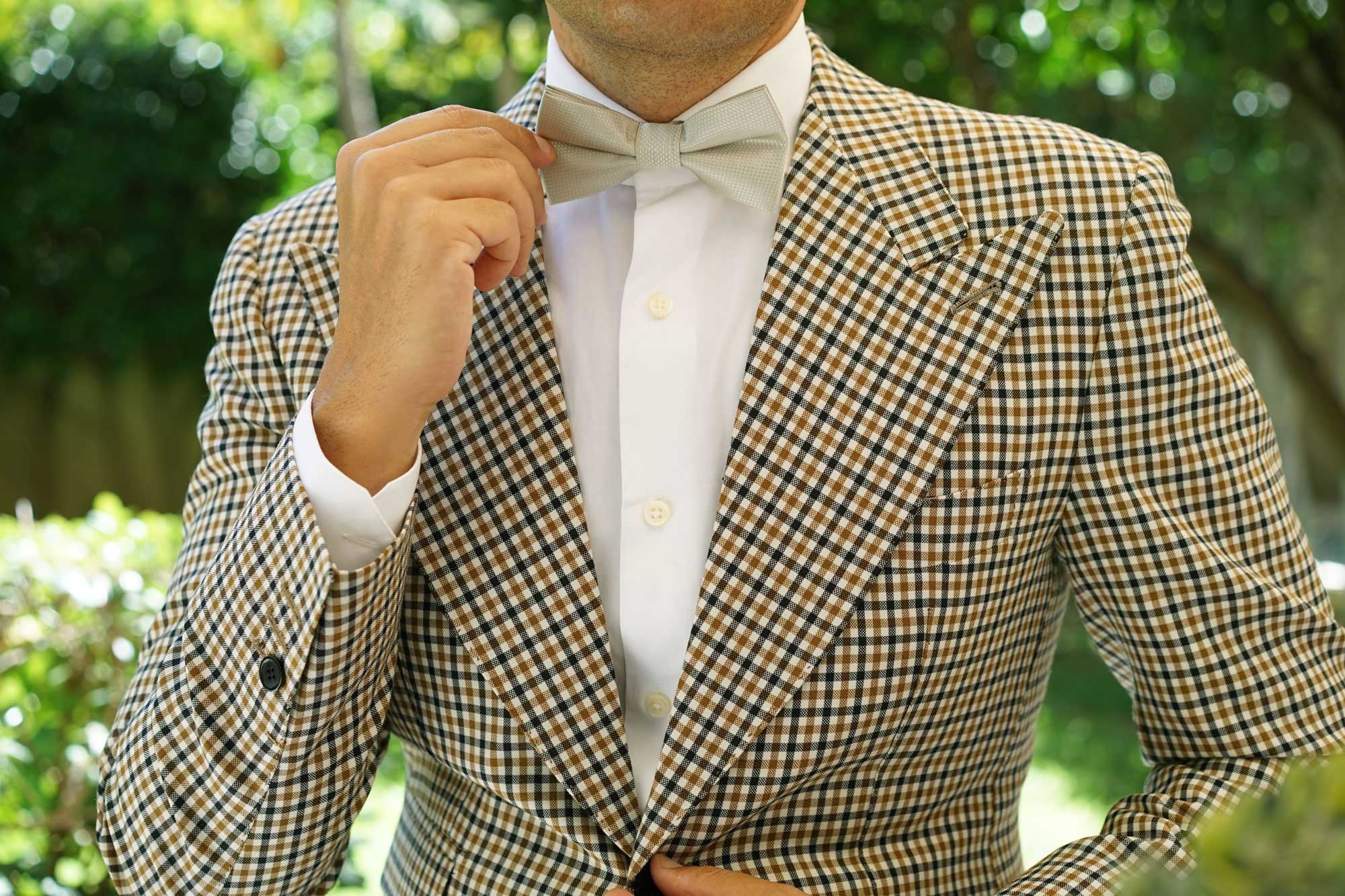 Sage Green Basket Weave Bow Tie - Image 8