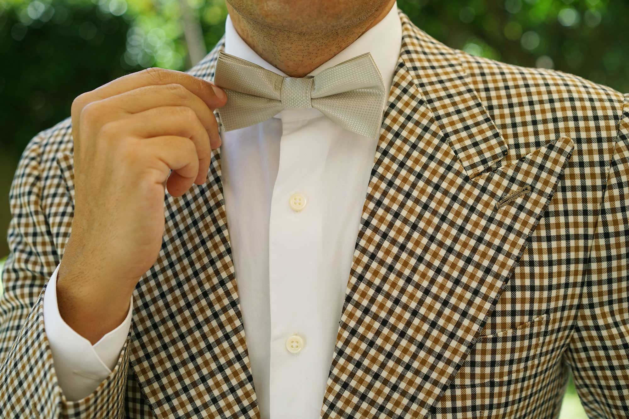 Sage Green Basket Weave Bow Tie - Image 9