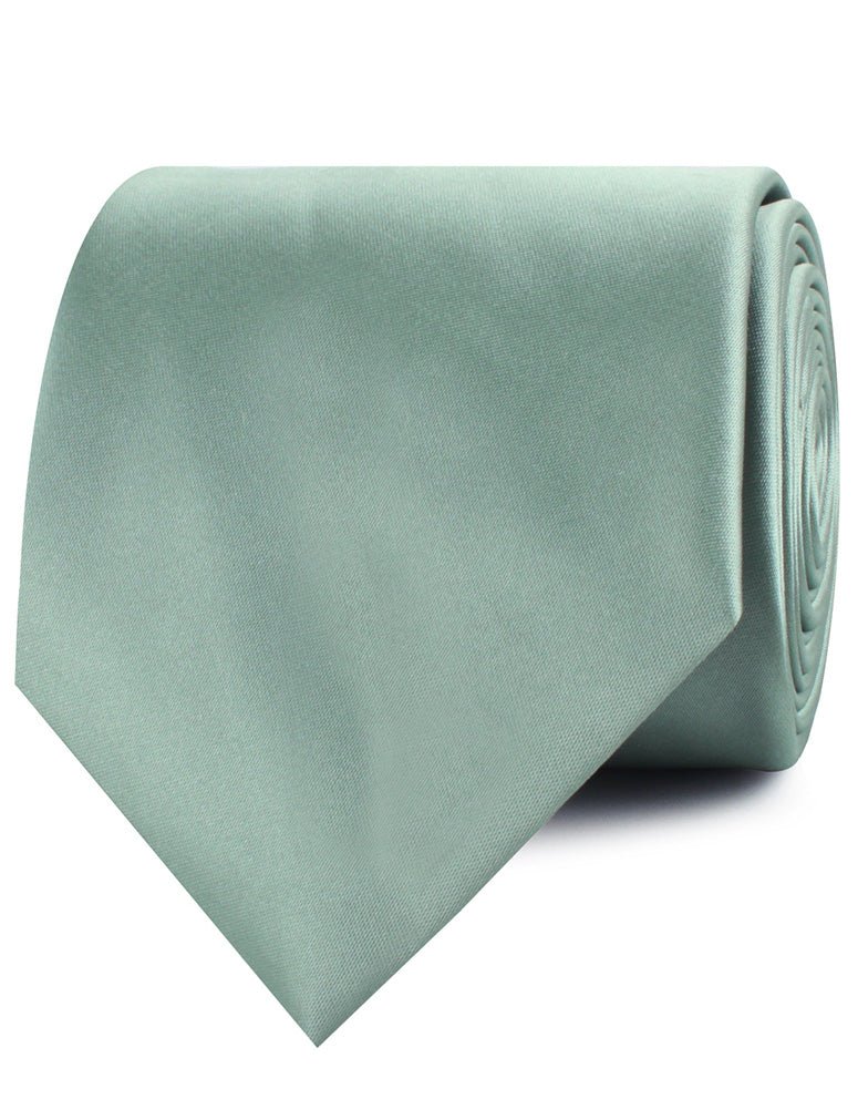 Sage Green Satin Necktie - Image 2