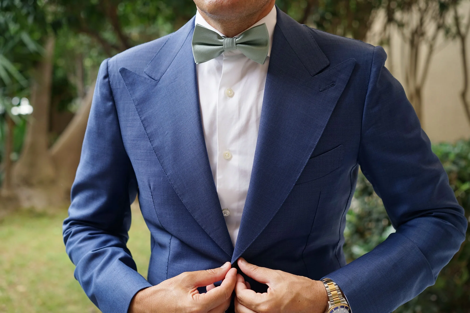 Sage Green Twill Bow Tie - Image 3