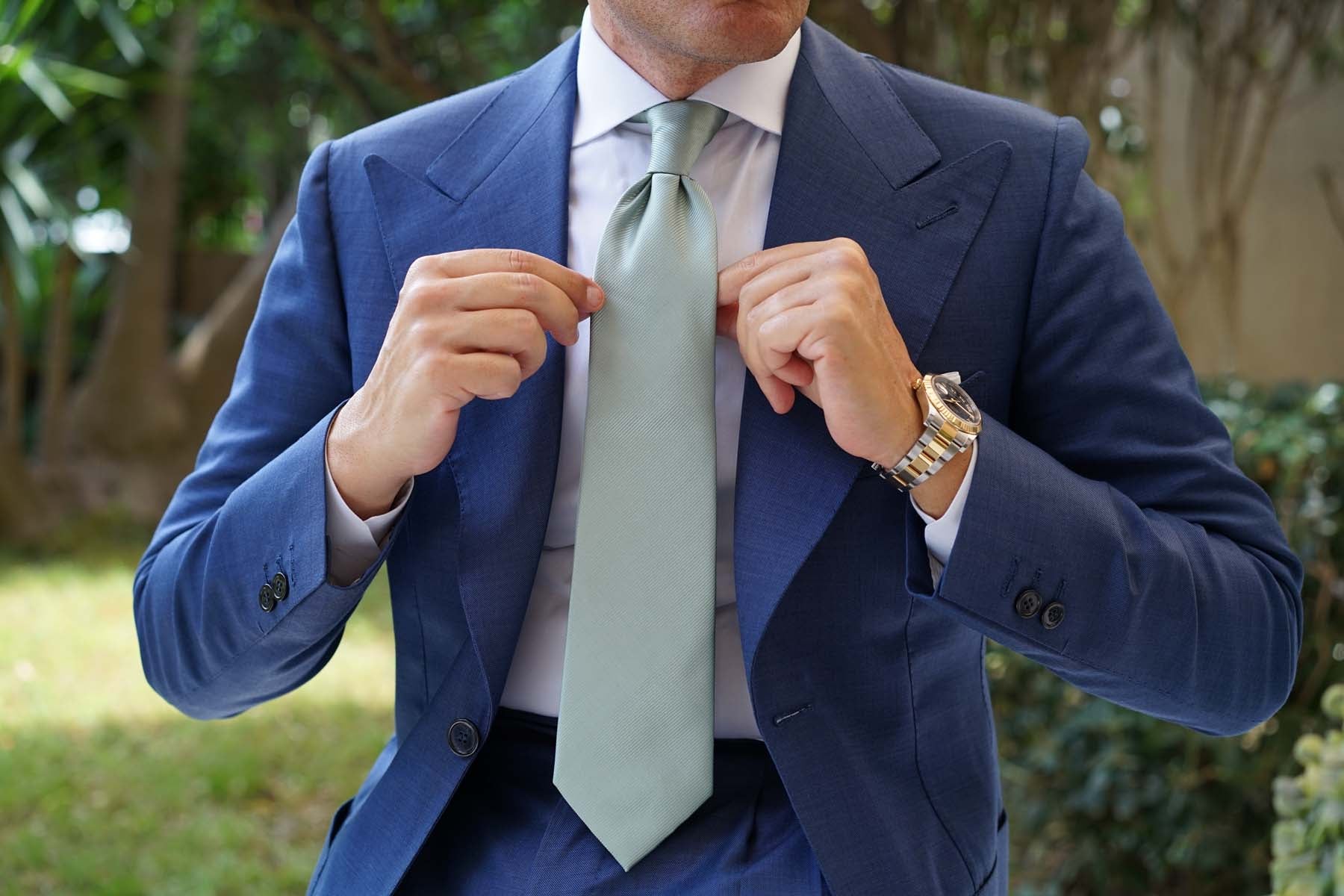 Sage Green Twill Necktie - Image 6
