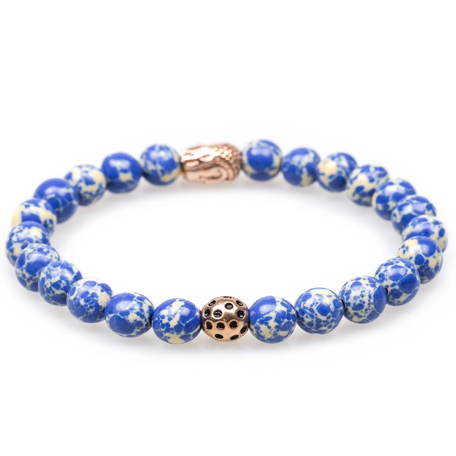 Sailendra Sodalite Rose Gold Buddha Bracelet - Image 2