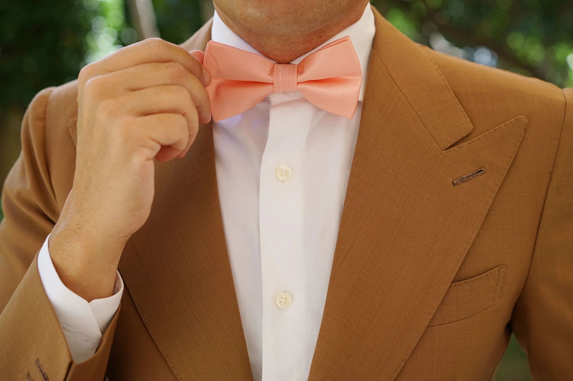 Salmon Frosty Pink Twill Bow Tie - Image 5