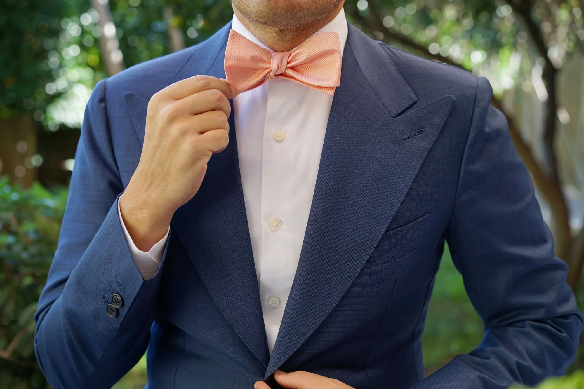Salmon Frosty Pink Twill Self Bow Tie - Image 6