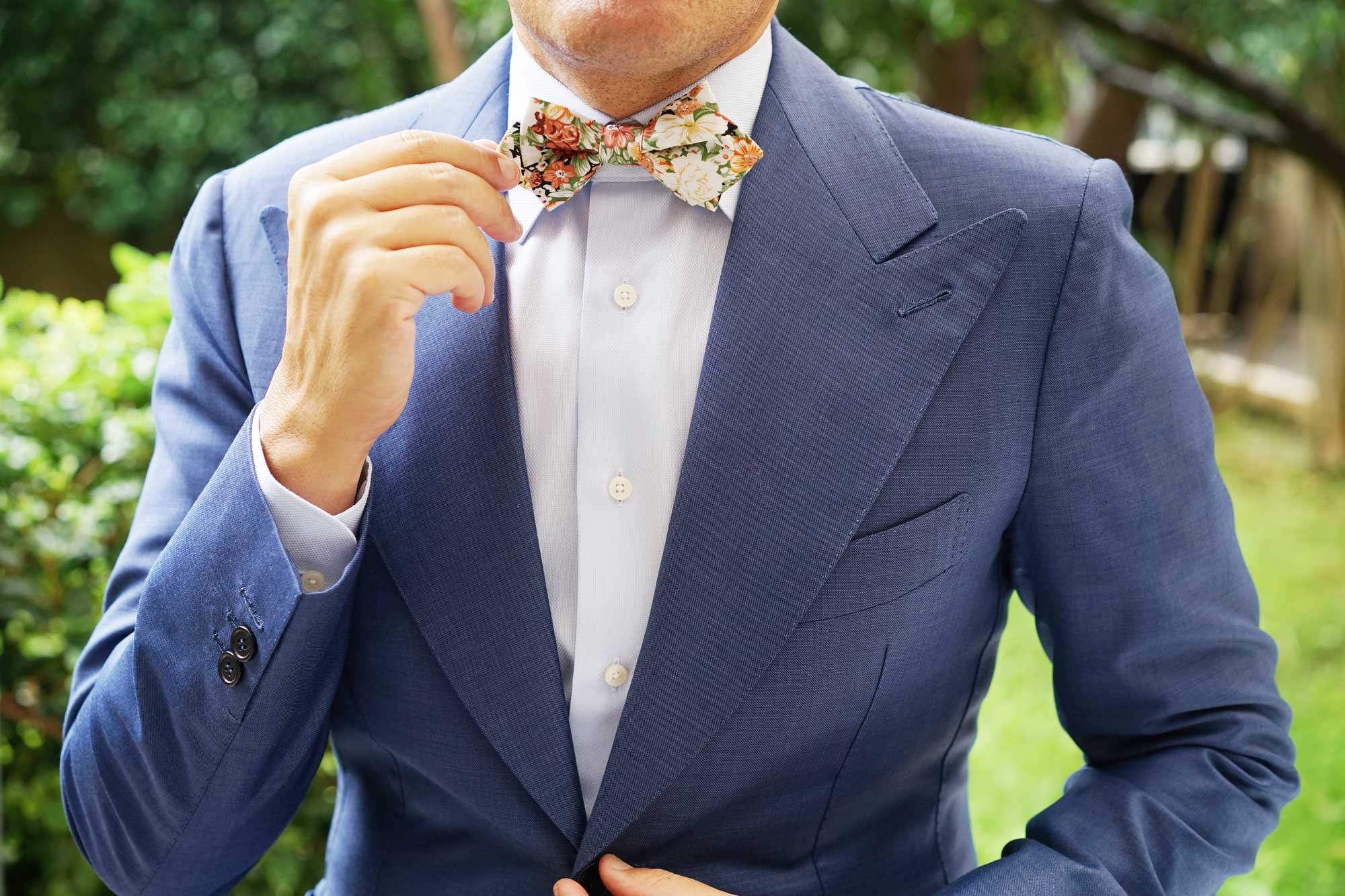 San Pietro Orange Floral Diamond Bow Tie - Image 6