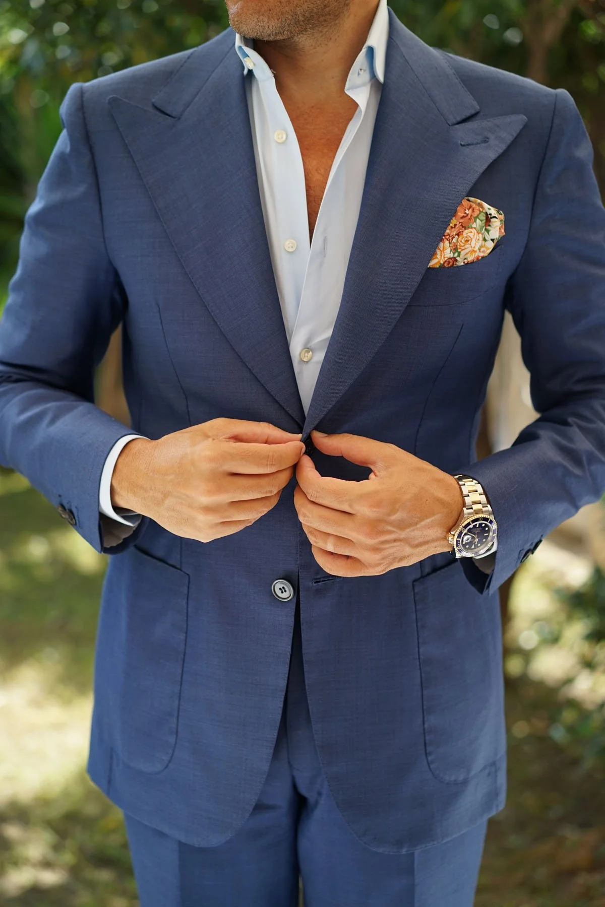 San Pietro Orange Floral Pocket Square - Image 4