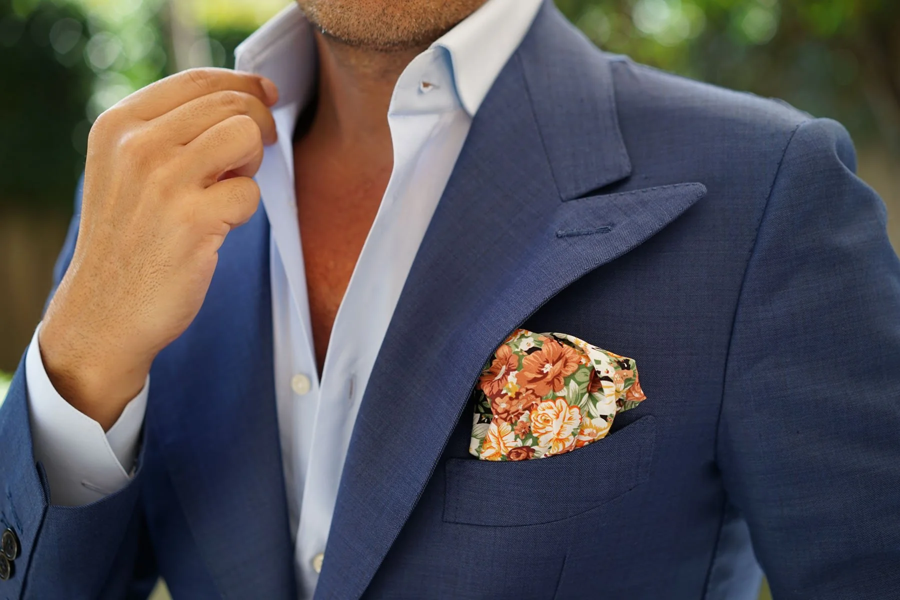 San Pietro Orange Floral Pocket Square - Image 5