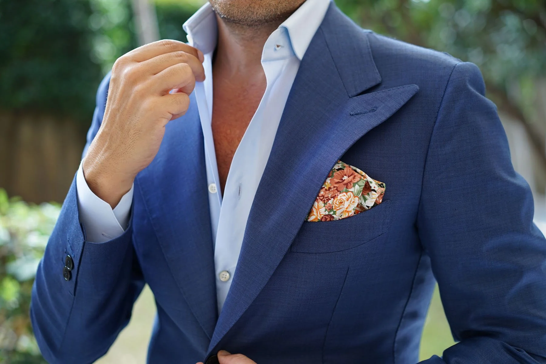 San Pietro Orange Floral Pocket Square - Image 7