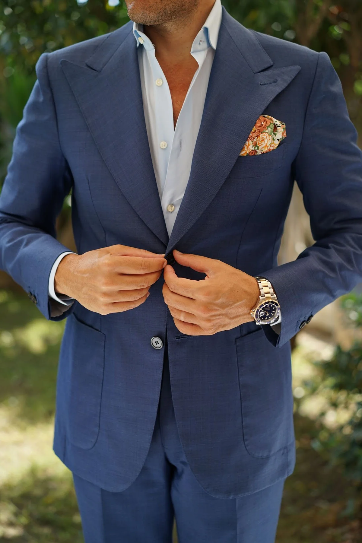 San Pietro Orange Floral Pocket Square - Image 8