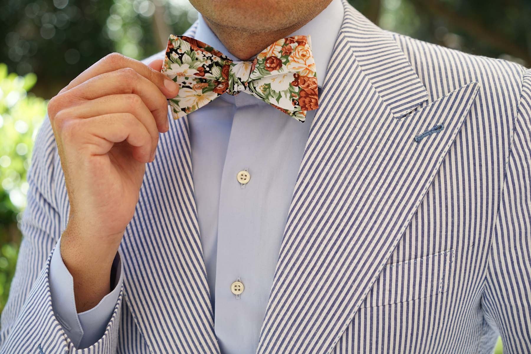 San Pietro Orange Floral Self Bow Tie - Image 7