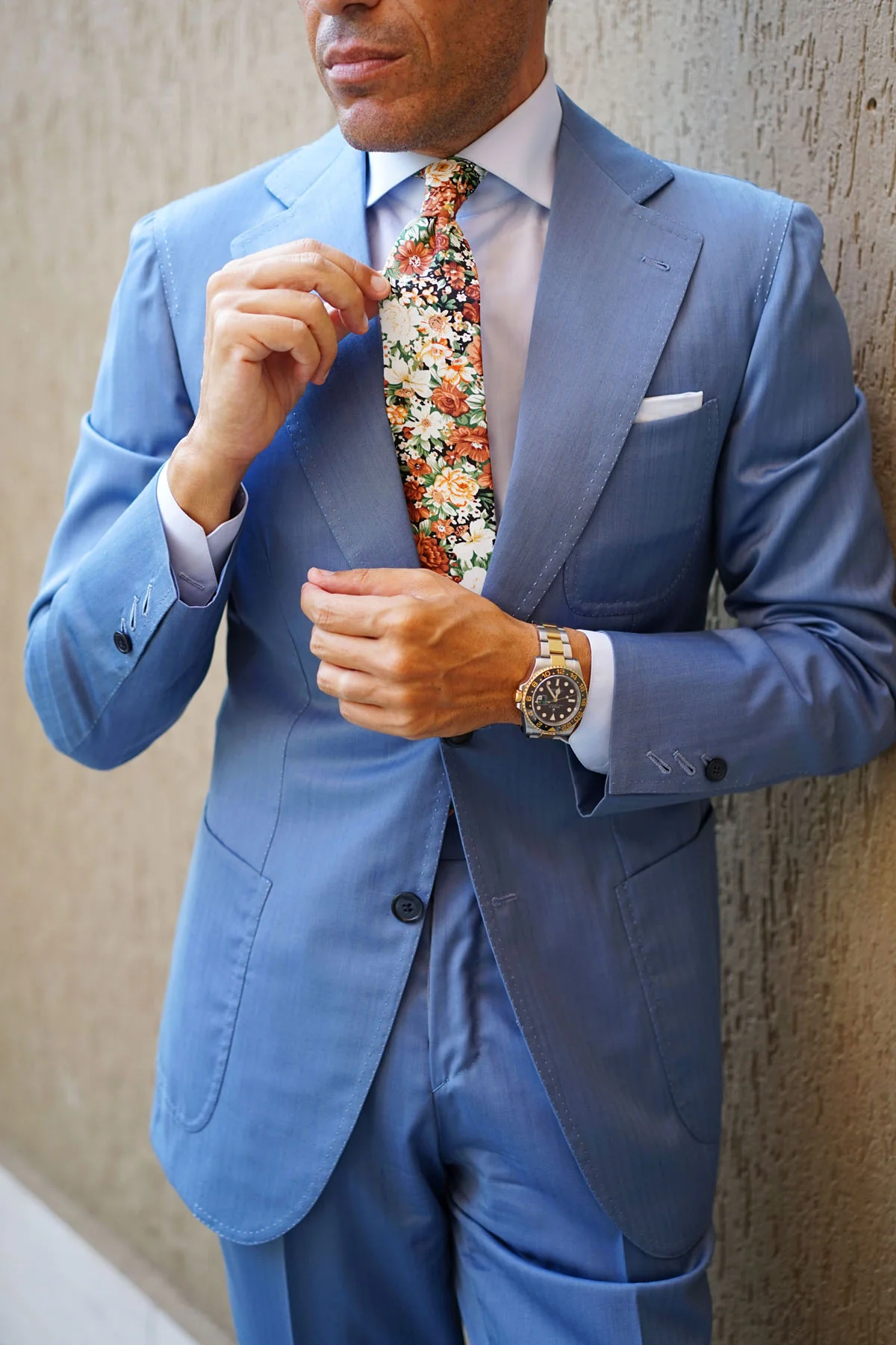 San Pietro Orange Floral Tie - Image 10