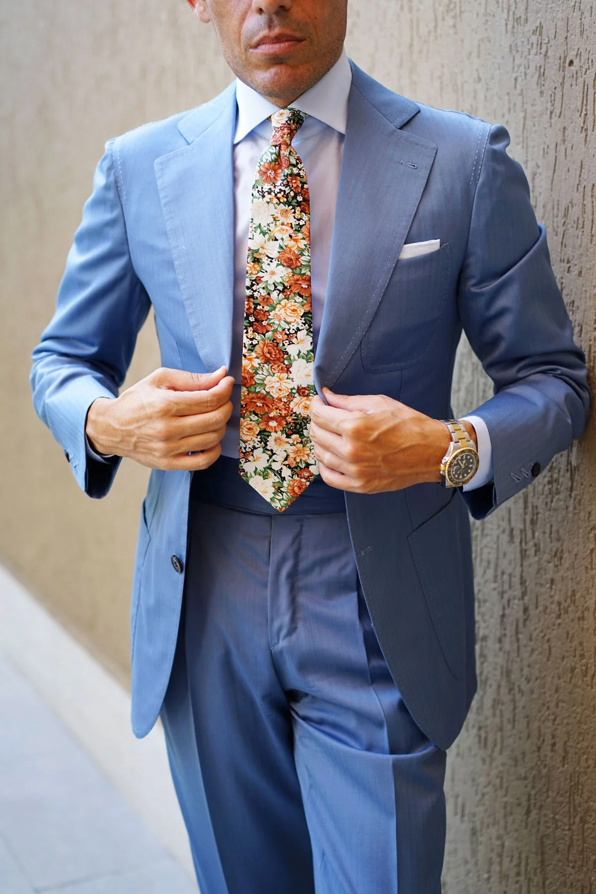 San Pietro Orange Floral Tie - Image 11