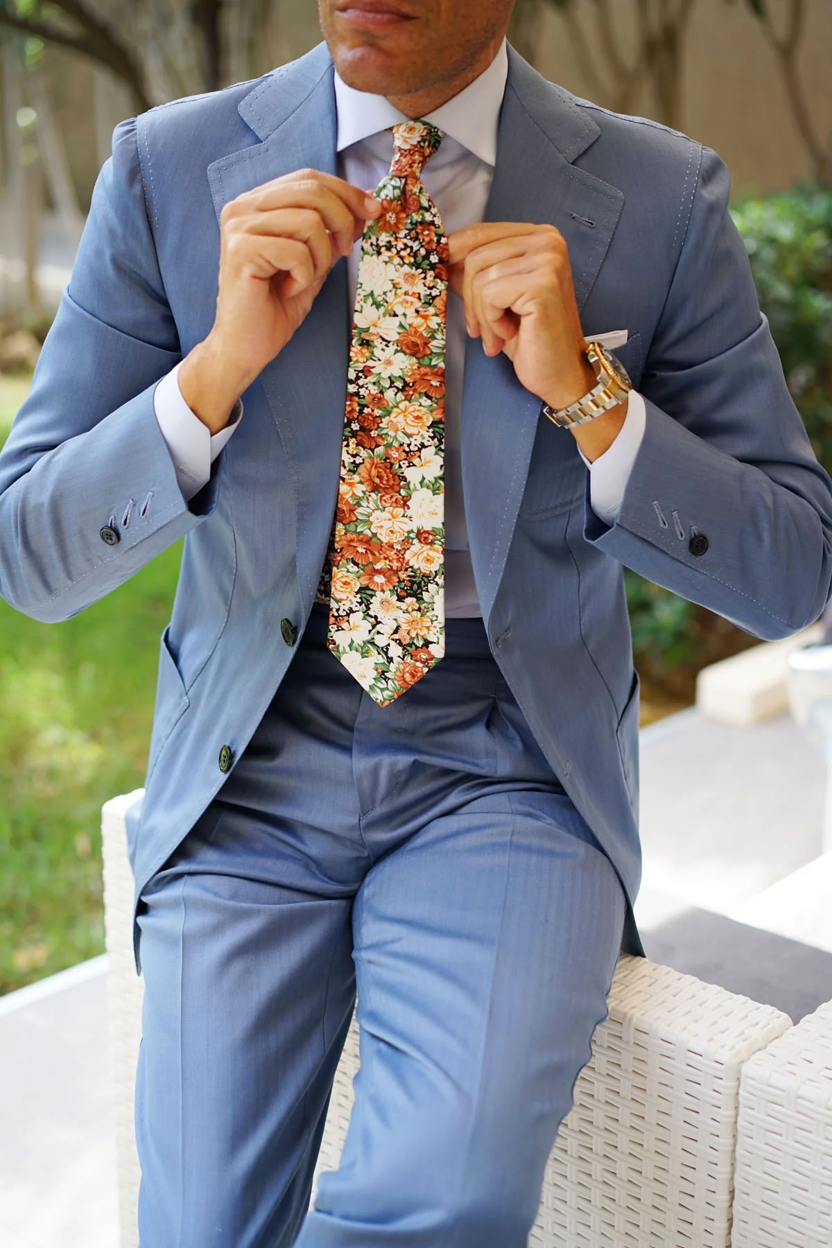 San Pietro Orange Floral Tie - Image 12